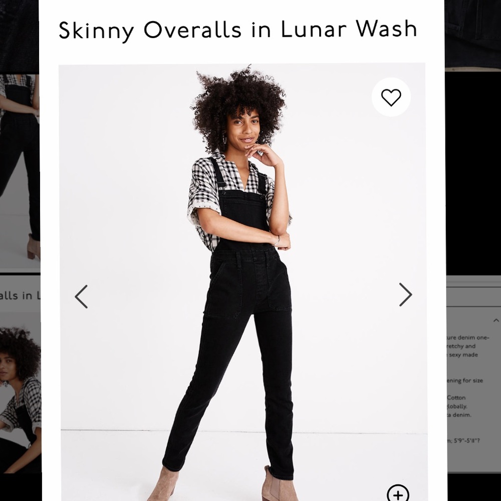 Madewell Black Skinny Overalls Lunar Wash XSTall